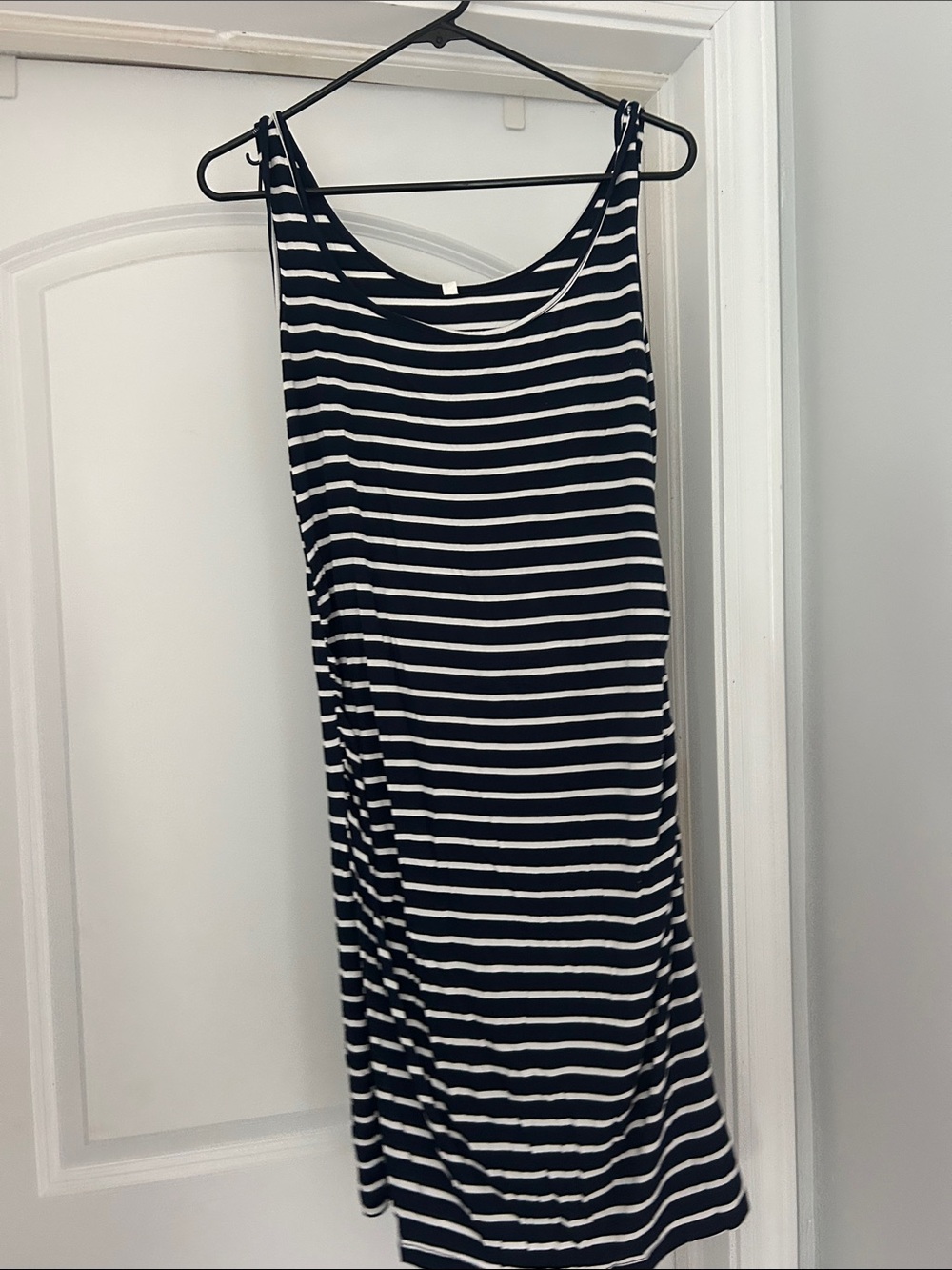 Bodycon Maternity Striped Navy and White Sleeveless Tank Dress